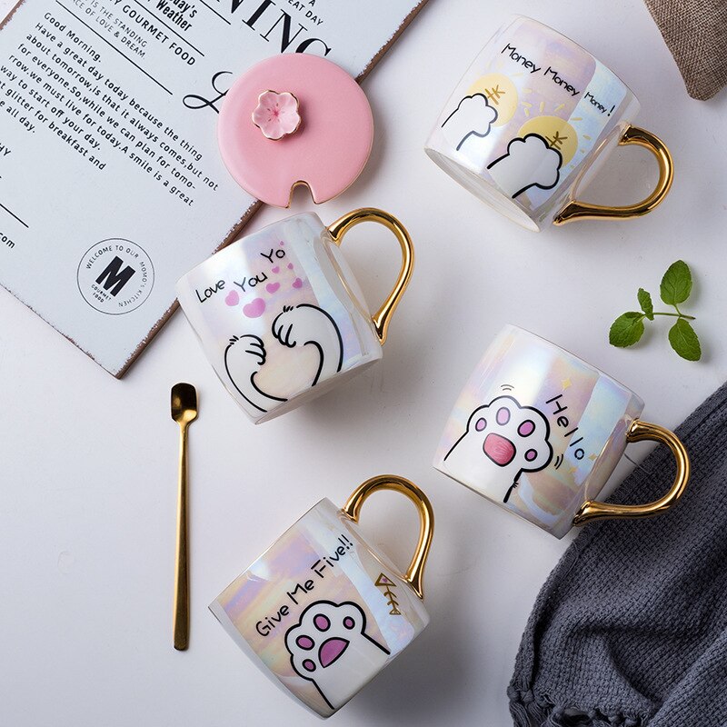 Ceramic Cat Cartoon Mug + Lid
