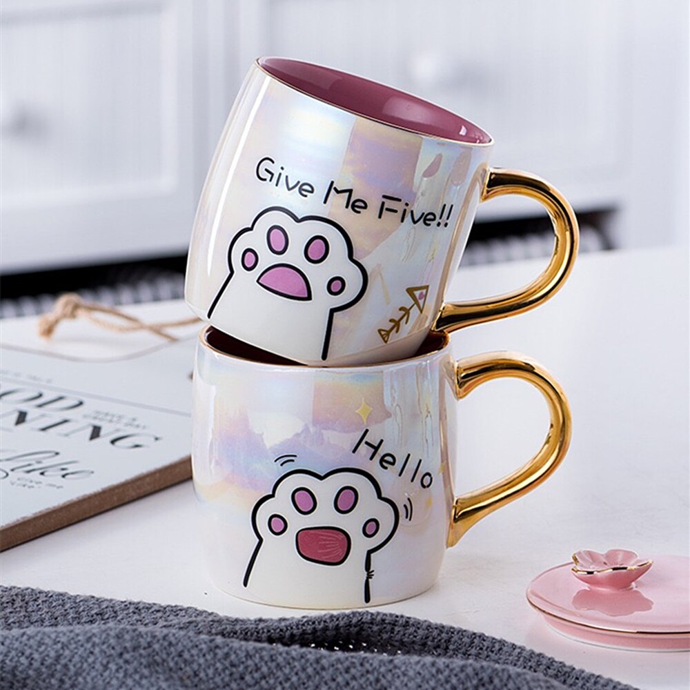 Ceramic Cat Cartoon Mug + Lid
