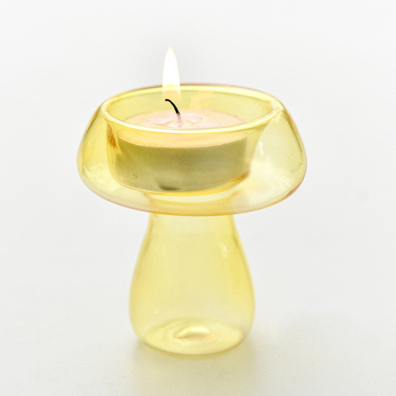 Mushroom-shaped Glass Candlestick Lamp