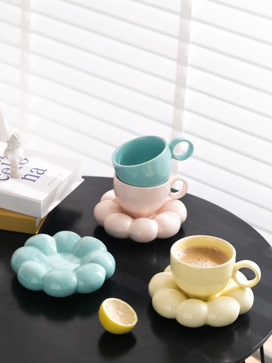 Ceramic Flower Mug and Saucer
