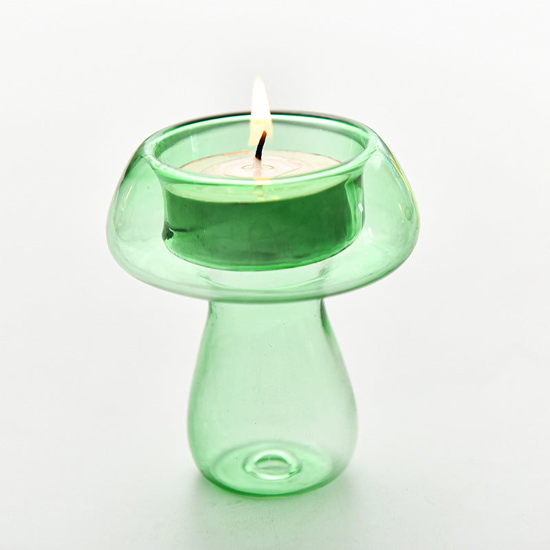 Mushroom-shaped Glass Candlestick Lamp