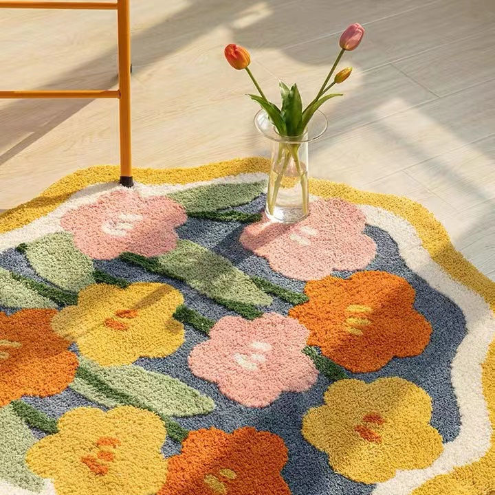 Round Flower Bedside Rug