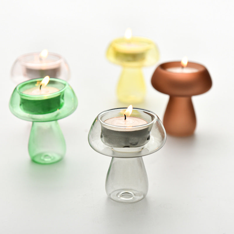 Mushroom-shaped Glass Candlestick Lamp