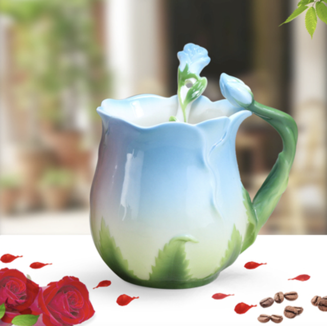 Rose Flower Ceramic Mug