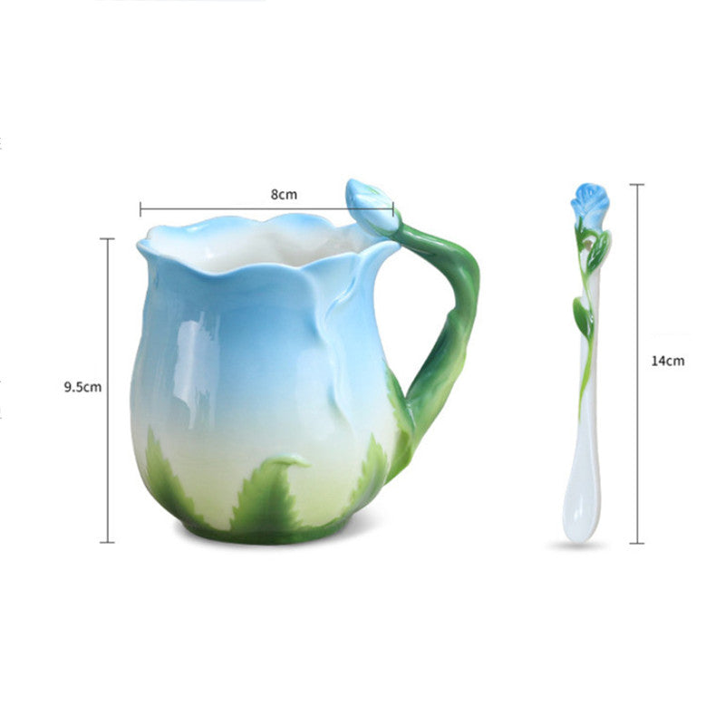 Rose Flower Ceramic Mug