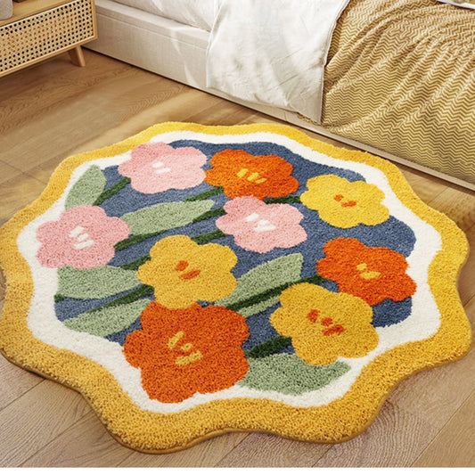 Round Flower Bedside Rug