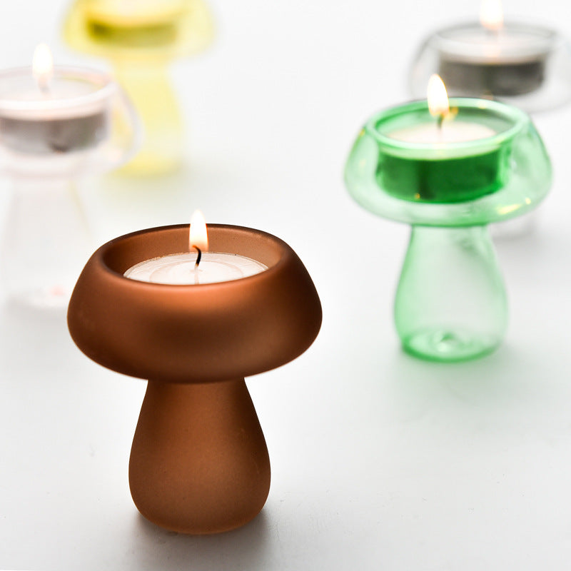 Mushroom-shaped Glass Candlestick Lamp