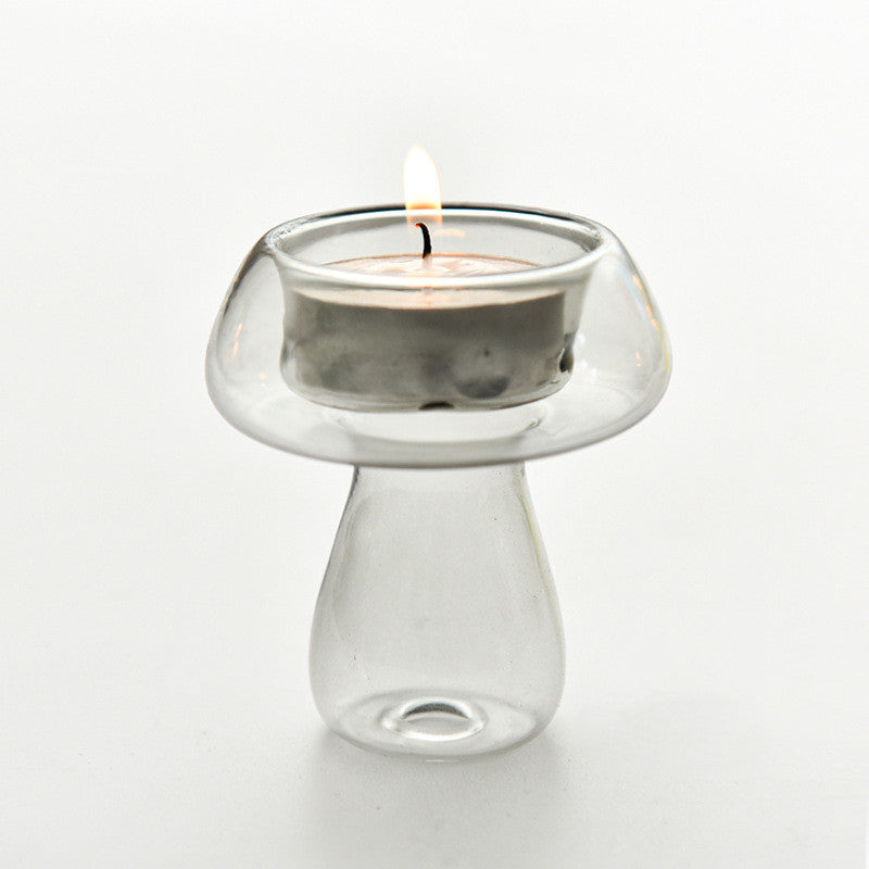 Mushroom-shaped Glass Candlestick Lamp