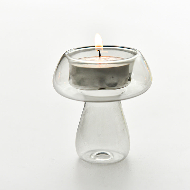 Mushroom-shaped Glass Candlestick Lamp