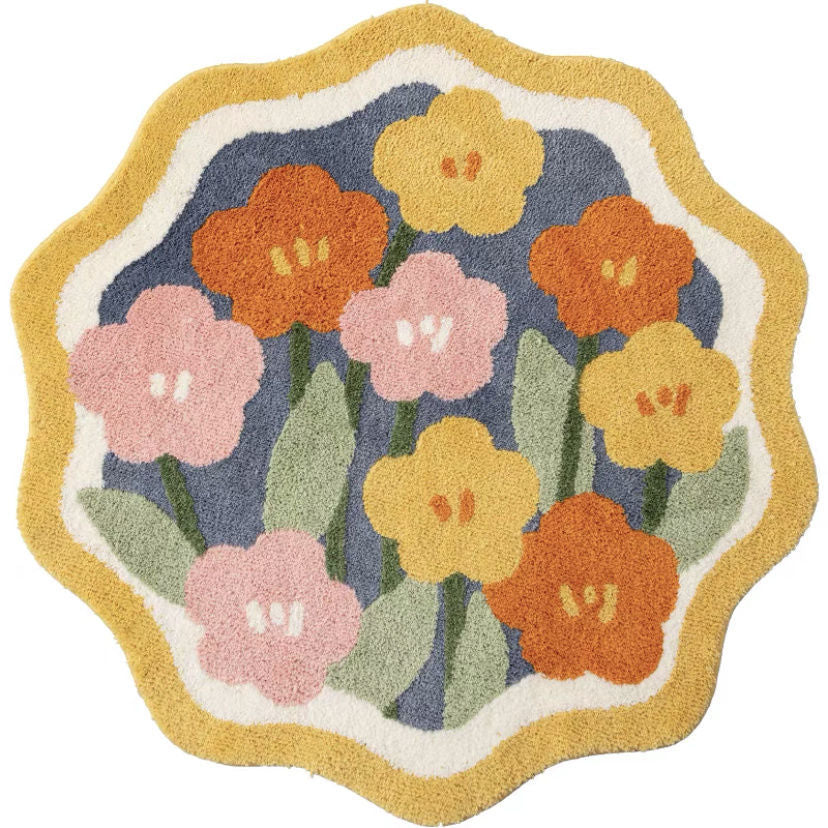 Round Flower Bedside Rug