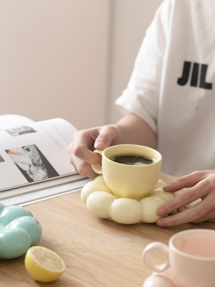 Ceramic Flower Mug and Saucer
