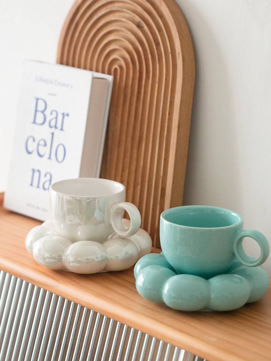Ceramic Flower Mug and Saucer
