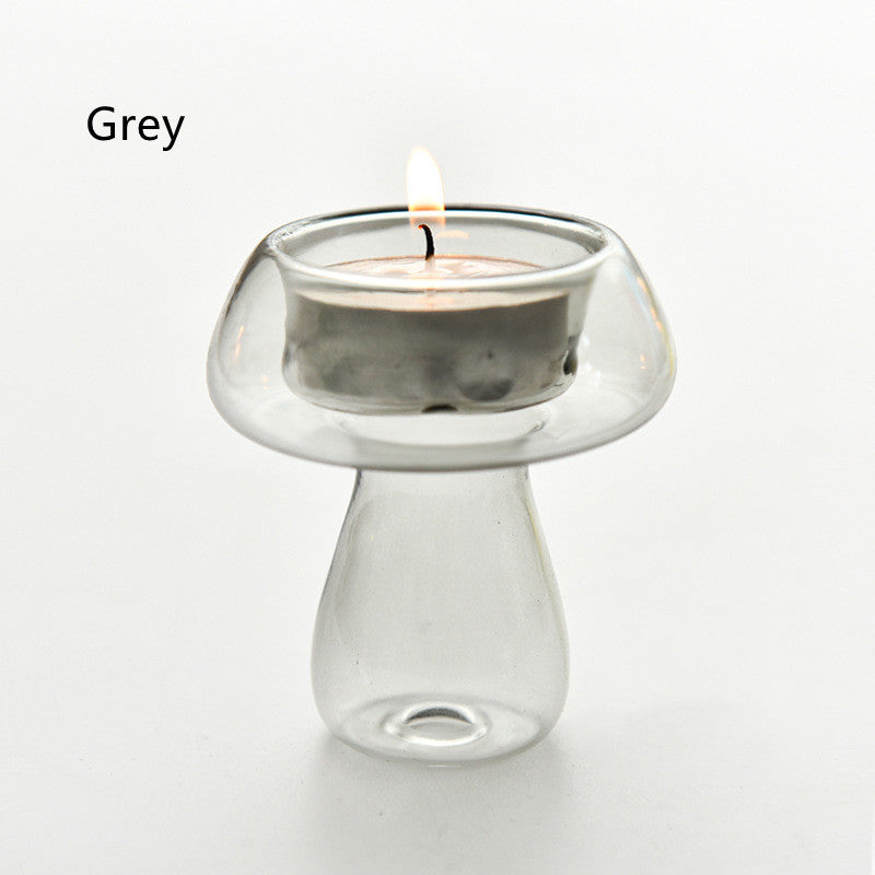 Mushroom-shaped Glass Candlestick Lamp