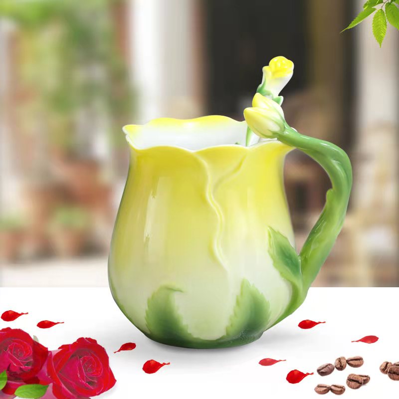 Rose Flower Ceramic Mug