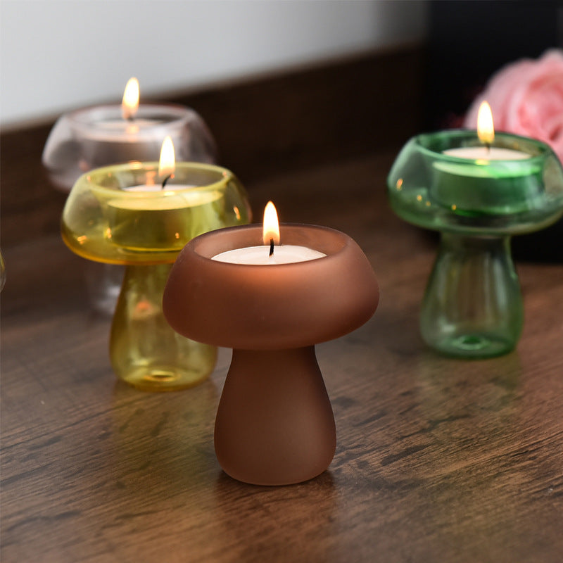 Mushroom-shaped Glass Candlestick Lamp