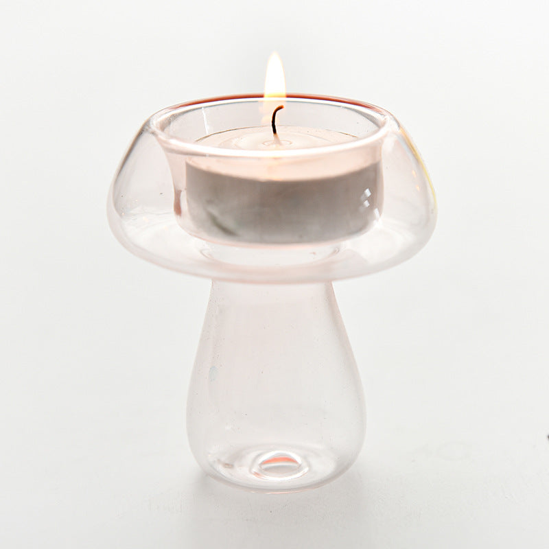 Mushroom-shaped Glass Candlestick Lamp