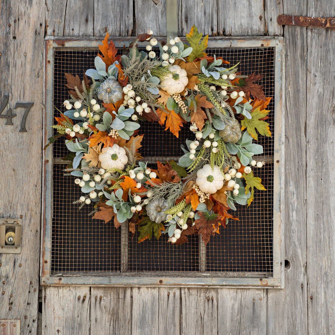 Faux Pumpkin Wreath