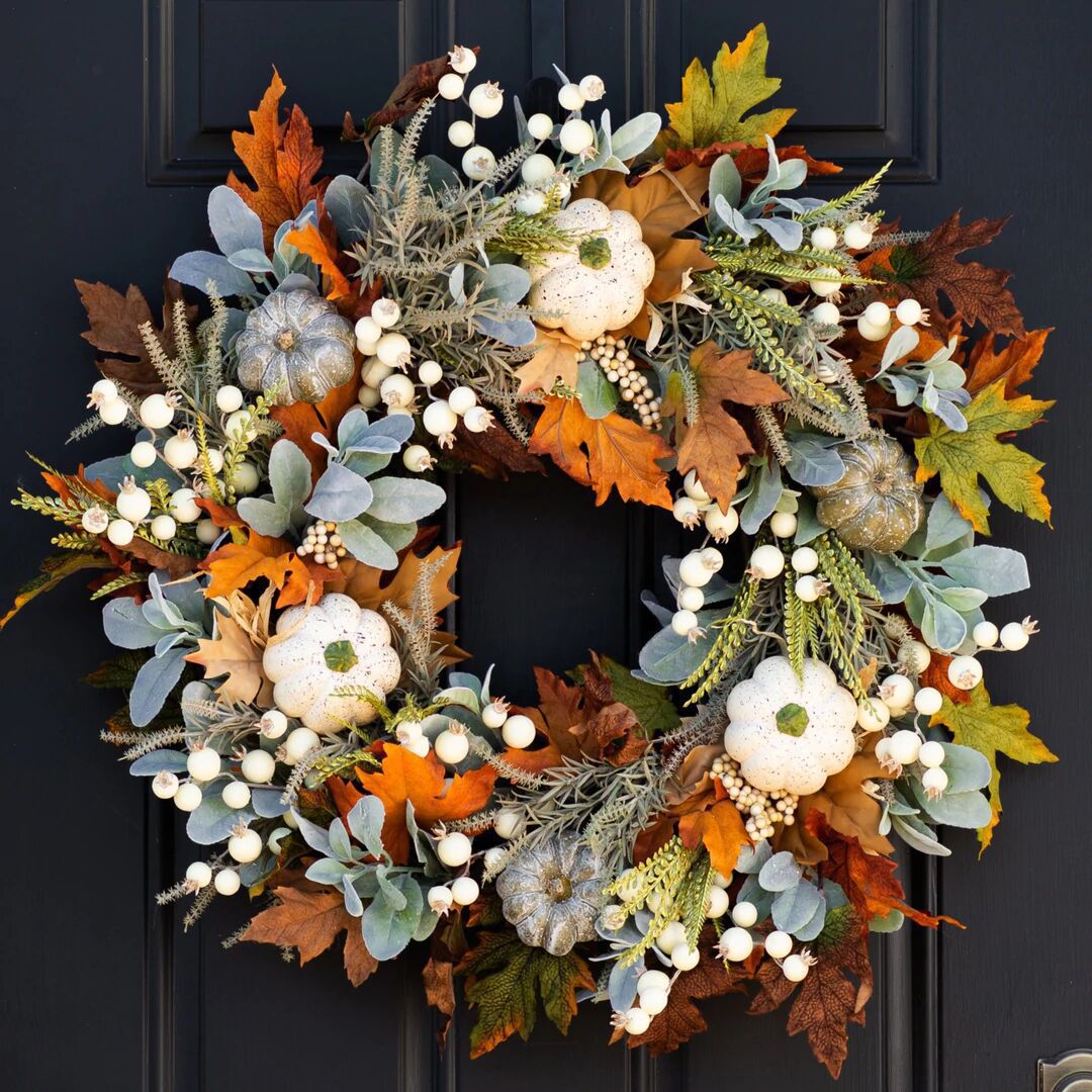 Faux Pumpkin Wreath