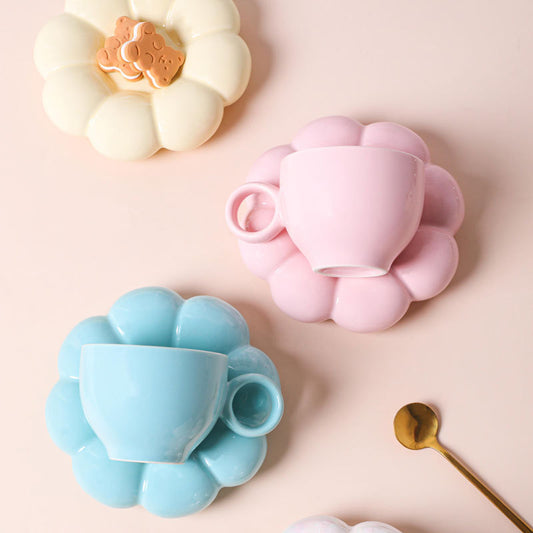 Ceramic Flower Mug and Saucer