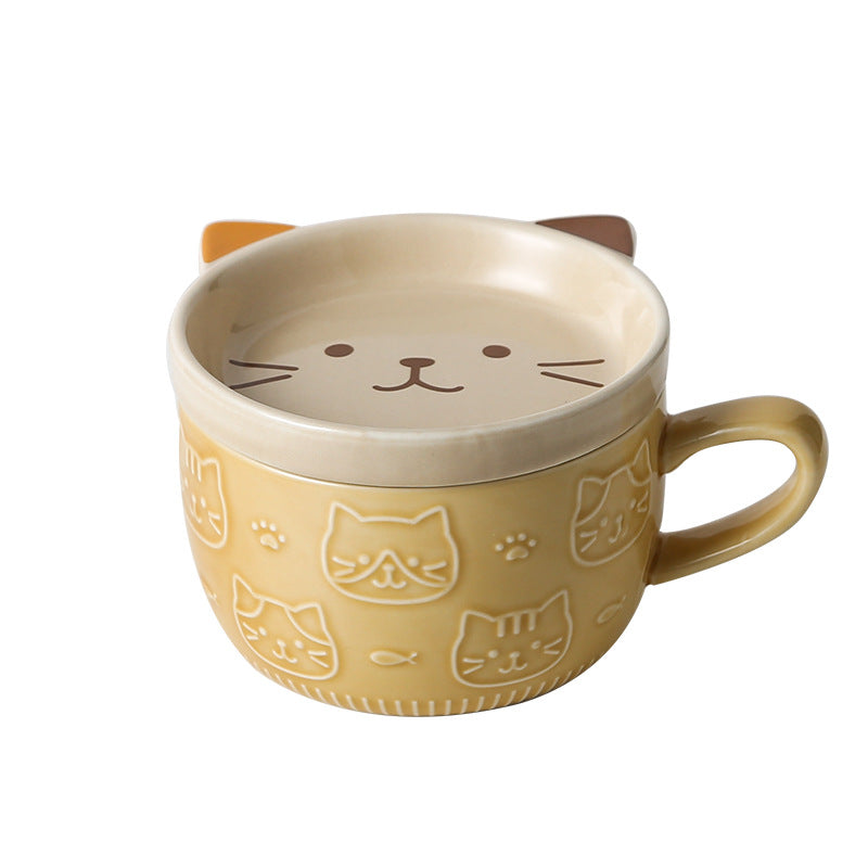 Cat Stamp Mug + Lid