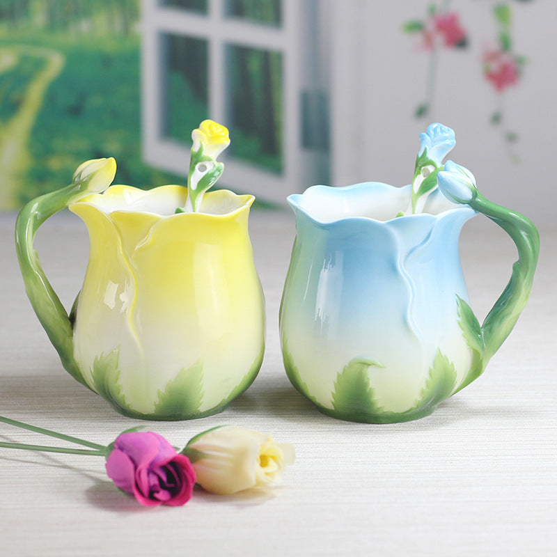 Rose Flower Ceramic Mug